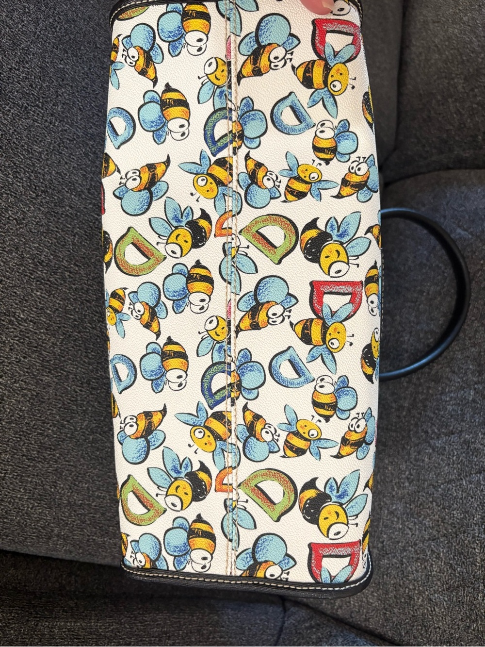 Dooney & Bourke Bee Print Tote Bag - White/Black Trim - Picture 10 of 14